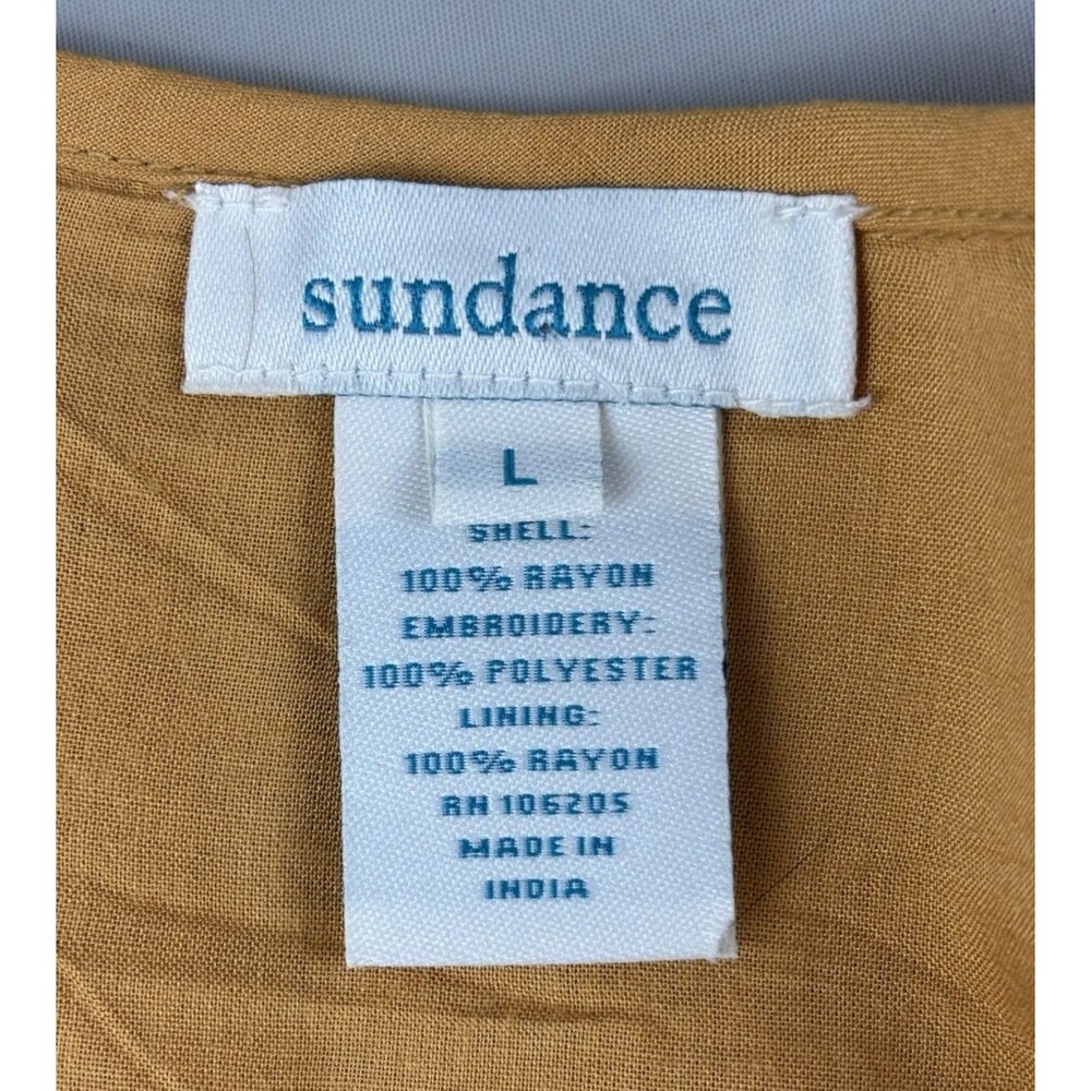 Sundance Mustard Yellow Embroidered Tunic Top Large Lined Boho Festival Coastal - Picture 11 of 12